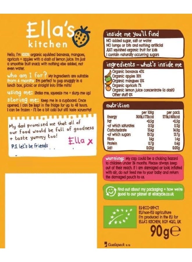 Ella’s kitchen Organic The Yellow One Squished Smoothie Fruits 6+ Months 5X90G - Image 2